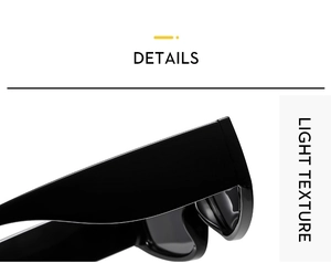 Gros plan de lunettes de soleil noires avec finition brillante et branches larges