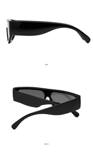 Vues détaillées du côté et de l'arrière des lunettes de soleil noires surdimensionnées