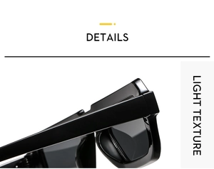 Detailed close-up of glossy black sunglasses hinge showing light texture and quality