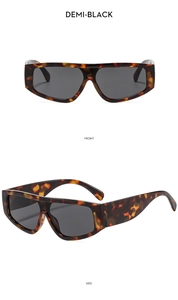 Vues de face et de côté de lunettes de soleil demi-black avec des verres gris foncé
