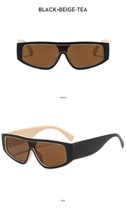 Vues de face et de profil de lunettes de soleil bicolores avec verres teintés thé