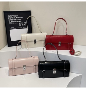 Détails de cartables rétro en cuir ciré à l'huile en quatre couleurs avec boucles en métal