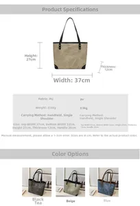 Schema dettagliato con dimensioni della borsa tote effetto marmo in tre colori