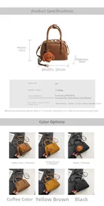 Detailed size specifications for the women's bowling handbag with 20x15x10cm dimensions