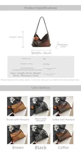 Guide des tailles et détails du matériau pour le sac à main patchwork en cuir PU souple