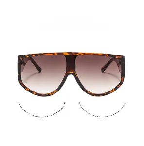 Shield-Sonnenbrille mit flacher Oberseite, Schildpatt-Rahmen und braunem Verlauf