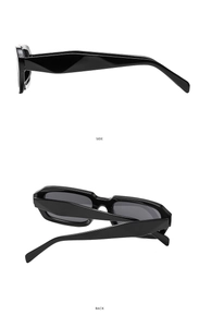 Seiten- und Rückansicht der eckigen Sonnenbrille mit geometrischem Bügeldesign