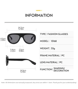 Guide des tailles détaillé et spécifications pour lunettes de soleil tendance en PC