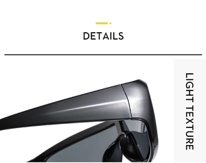 Detail view of glossy black Y2K sunglasses frame featuring light texture and sleek hinges