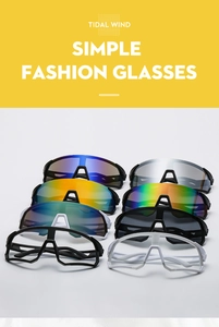 Macro display of diverse lens colors for aerodynamic large frame cycling sunglasses
