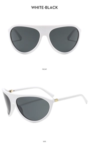 Vues de face et de profil de lunettes de soleil aviateur blanches avec décor doré
