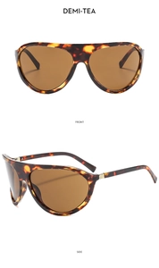 Vues détaillées avant et latérale de lunettes de soleil en écaille et verres bruns