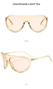 Détails des lunettes de soleil aviateur champagne montrant les profils avant et latéraux