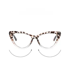 Detail of cat-eye frames featuring tortoiseshell gradient pattern and durable metal hinges