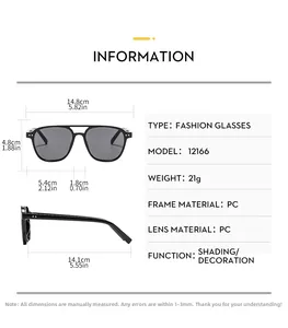 Tableau des tailles pour lunettes aviateur modèle 12166 avec dimensions de monture