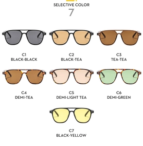 Vue détaillée de lunettes de soleil aviateur disponibles en sept couleurs et styles