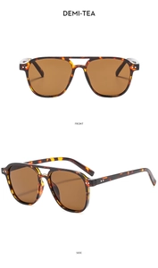 Vue détaillée des lunettes de soleil aviateur avec double pont et monture écaille