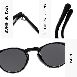 Nahaufnahme von stabilen Metallscharnieren, Bogenbügeln und Nasenpads der Sonnenbrille