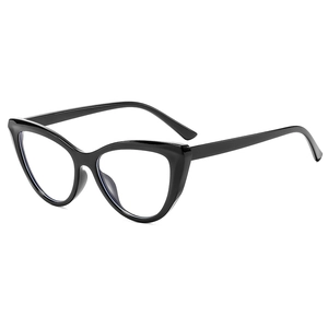 Classic glossy black cat-eye anti-blue light glasses frame for women with clear lenses