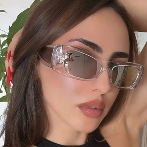 Fashion Rectangle Sunglasses UV400 Protection PC Frame AC Lens Hollow Temples Y2K Retro Hip Hop Men Women