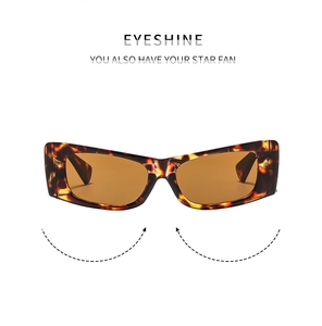 Detail of retro tortoiseshell sunglasses with amber lenses and rectangular cat-eye frames