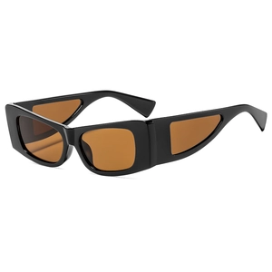 Fashionable square sunglasses with black frames and orange lenses for men and women