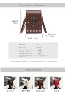 Detailed dimensions and specifications of the retro gothic rivet cross crossbody bag