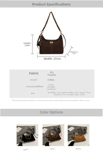 Detailansicht der Vintage-Hobo-Tasche aus Nubukleder mit Kettengurt und genauen Maßen