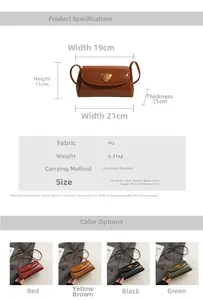 Detailed size chart and multi-color options for the retro oil wax leather crossbody bag