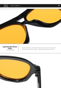 Detailansicht der leichten integrierten Nasenpads schwarzer Sportsonnenbrillen mit orangen Gläsern