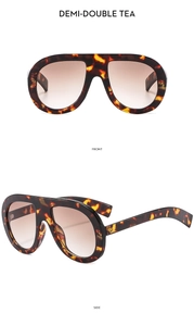 Flat top tortoise shell sunglasses with gradient brown lenses in front and side views