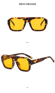 Lunettes de soleil carrées surdimensionnées pour femmes, monture écaille, verres jaunes