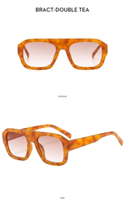 Détails de lunettes de soleil carrées en écaille avec verres dégradés marron en deux vues