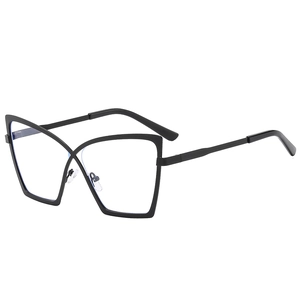 Lunettes oversize noires en métal anti-lumière bleue avec pont croisé au design élégant