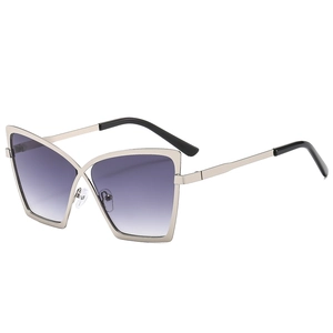 Chic butterfly oversized metal frame sunglasses with purple gradient lenses for women