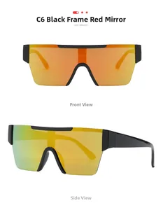 Détails des lunettes de soleil R5006 sans monture avec verres mercure rouge et cadre noir