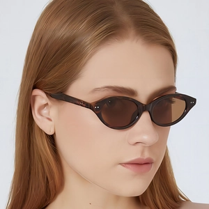 Retro Oval Sunglasses Rivet Detail PC Frame UV400 Protection Fashion Cat Eye Eyewear For Outdoor Street Style