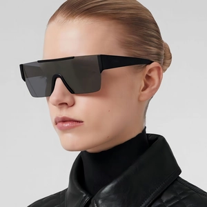 Shield Sunglasses Integrated Square PC Frame UV400 Protection For Outdoor Cycling Fashion Futuristic Punk Unisex