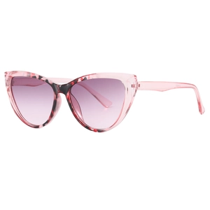 Pink cat-eye sunglasses for women with tortoiseshell details and purple gradient lenses