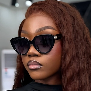 Women Cat Eye Sunglasses Fashion UV400 Protection PC Frame With Metal Gemstone Decor Retro Personalized Trendy Eyewear
