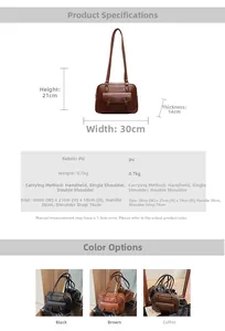 Detailed dimension guide and color options for the vintage PU leather messenger backpack