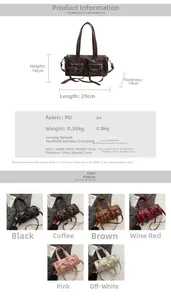 Spécifications de taille et options de couleurs pour le sac à main cylindrique en cuir PU