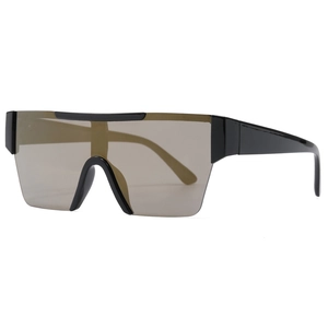 Lunettes de soleil bouclier sans monture avec verres gris et monture noire chic