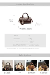 Detail view of mini cylinder Boston bag dimensions and technical specs for 20x10cm size