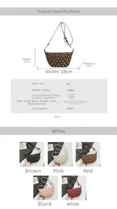 Tableau des tailles détaillé et spécifications pour le sac à bandoulière demi-lune en PU
