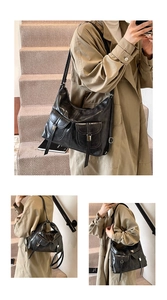 Vintage motorcycle style leather backpack for women, large capacity casual commuting bag.