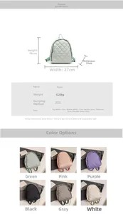 Tableau des tailles et choix de couleurs pour sac à dos en nylon matelassé léger