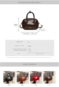 Guida alle taglie dettagliata e opzioni di colore per la borsa a tracolla vintage in PU