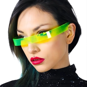 Cyberpunk Wrap Around Sunglasses PC Shield UV400 Futuristic Y2K Goggles For Streetwear Clubbing Unisex
