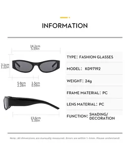 Detaillierte Größentabelle und Spezifikationen für die Sport-Sonnenbrille KD97192